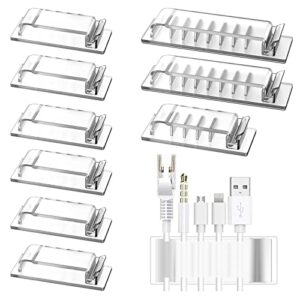 cable management clips, 10 pieces cord organizers including 3 specifications of acrylic self-adhesive cable organizers, apply to office/desk cord clamps/car/phone/usb cable arrange