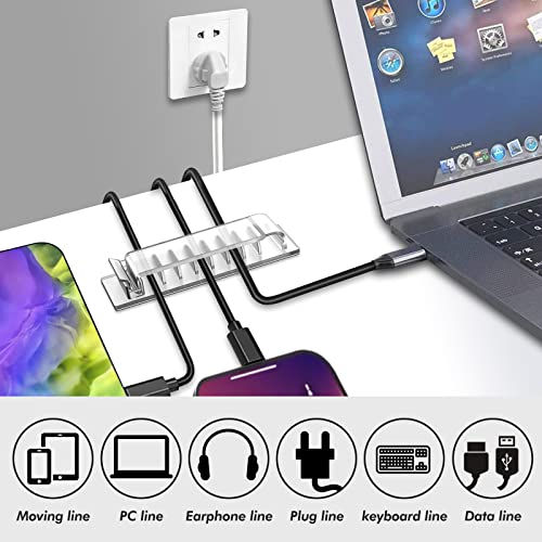 Cable Management Clips, 10 Pieces Cord Organizers Including 3 Specifications of Acrylic Self-Adhesive Cable Organizers, Apply to Office/Desk Cord Clamps/Car/Phone/USB Cable Arrange