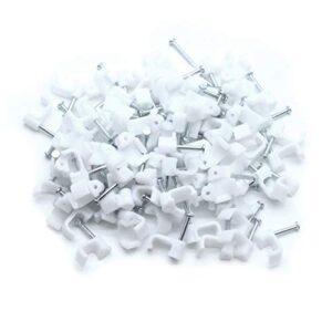 dasunny 100pcs wire clips coaxial cable clips cable holder clip for management cat6 cable, 1/2 in nail clip & fastener, white