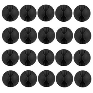 eledabra 20 pack black silicone cable clip holders, self adhesive wire management, well-organized cables for home, office, car