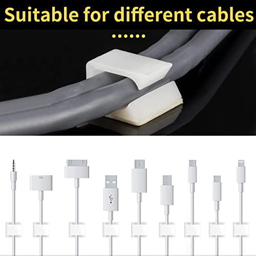 Kanemc 80 PCS 3/5” Cable Wire Clips, Upgraded Cord Management Strong Adhesive Cable Clamps for Under Desk, Outdoor Lights Strip, Wall, Desktop, Car, Dash Cam, TV PC Ethernet (White)