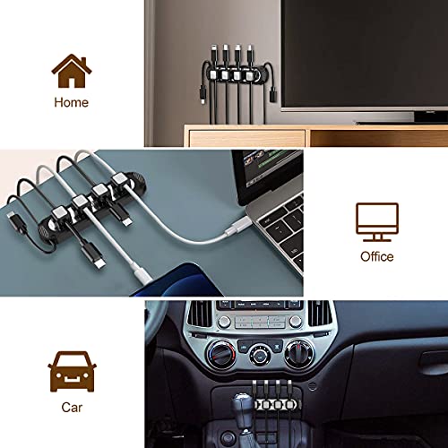 Dracool Magnetic Cable Holder 6 Slots Cable Clips Wire Management Cord Holders for Cables Self Adhesive Sticky for Desk Wall Desktop Car Office Home USB Cable Power Wire Mouse Cable-Black