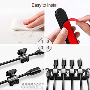 Dracool Magnetic Cable Holder 6 Slots Cable Clips Wire Management Cord Holders for Cables Self Adhesive Sticky for Desk Wall Desktop Car Office Home USB Cable Power Wire Mouse Cable-Black