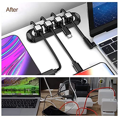 Dracool Magnetic Cable Holder 6 Slots Cable Clips Wire Management Cord Holders for Cables Self Adhesive Sticky for Desk Wall Desktop Car Office Home USB Cable Power Wire Mouse Cable-Black