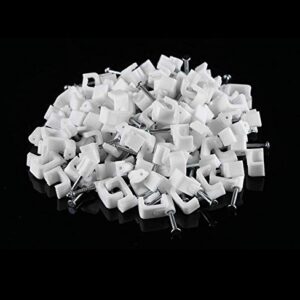 200pcs 6mm Cable Clips Flat Ethernet Cable Wire Clips Single Coaxial Cable Clamp with Steel Nails Best for Ethernet Cable Management (6mm)