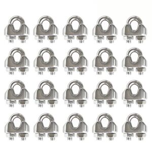 heverp 20pcs 1/8 inches m3 stainless steel wire rope cable clip clamp