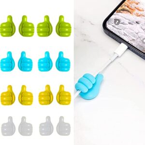 funducts 16 pcs reusable self adhesive cord holder for desk, phone holder usb cable clips for wall, charger cord holder, hanger hooks for bathroom, cute cord organizer clip