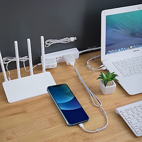 40 Pcs Strong Adhesive Cable Clips, Cable Management Wire Holder Sticky Tidy and Organizer Cord and Wires, Organizing Lightning, USB C, Micro Cables,Sticks to Wood, Marble, Metal, Glass, Under Desk