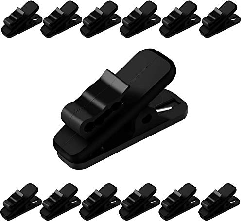 Headphone Clip for Shirt, 1 Inch Length Small Earbud Cord Management Earphone Mount Cable Clothing Clip to Keep Microphone Cord in Place for 1.5mm Diameter Round Wire (12 Pcs/Black)