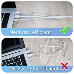 50 Pcs Heavy Duty Cable Clips Transparent with 100 Screws, Attom Tech Clear Self-Adhesive Cable Organizer Cord Management System, Clear Desktop Cable Organizer [50 pc]
