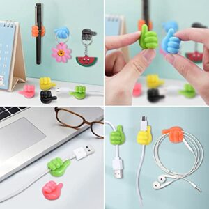 CfoPiryx 16pcs Self Adhesive Thumb Hook, Silicone Wall Storage Cable Clip, Removable Self Adhesive Thumb Hook Holder Cable Clip Organizer Hook for Cable Clip Key Makeup Brush(Size:16pcs)