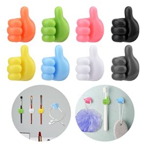 CfoPiryx 16pcs Self Adhesive Thumb Hook, Silicone Wall Storage Cable Clip, Removable Self Adhesive Thumb Hook Holder Cable Clip Organizer Hook for Cable Clip Key Makeup Brush(Size:16pcs)