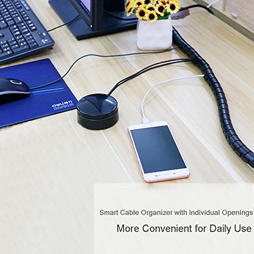 Black Cable Wire Organizer Cord Sleeve Management Cord Hider for Computer, TV, Desk, VIWIEU 5 Feet EZ Cable Sleeve Bundler Flexible & Expandable Home & Office Management Wire Concealer with Clip Tool