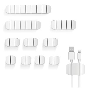 adhesive cord holders 10 pack, cable clips,ideal cable cords management for organizing cable wires-home, office, car, desk nightstand-white