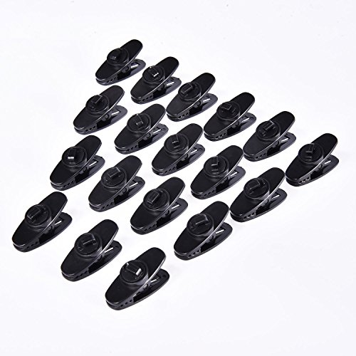 20 Pieces Clips for Earphone Wire 360 Degree Rotate Black Earphone Cable Clothing Clip for Fixing Headphone Wire (1.18 Inches)