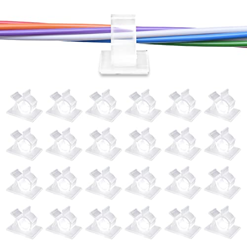 Viaky 30 Pcs Black Clips Self Adhesive Backed Nylon Wire Adjustable Cable Clips Adhesive Cable Management Drop Wire Holder for Maximum Diameter 0.5 Inch (12.5mm) Cables-Clear