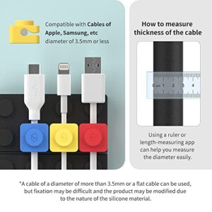 Kidult Block Cable Holder for Cord Management, Sinjimoru Colorful Wire Clips as Adhesive Cord Holder for Cell Phone Laptop Charger, Home Office Desks Cable Management. Building Block Cable Holder Mix