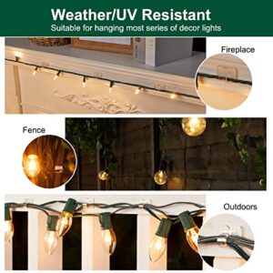 Brightown Clear Cable Clips, 25-Clips, 30-Stickers Adhesive Strips Cord Organizer, UV-Resistant Material Light Clips Decorate Damage-Free Cord Holder Heavy Duty for Indoor Outdoor Christmas Lights