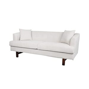 Upholstered Sofa, Mid-Century Modern Couch Tufted Button Loveseat with Soft Cushion and 2 Pillows for Living Room, Bedroom, Office (White)