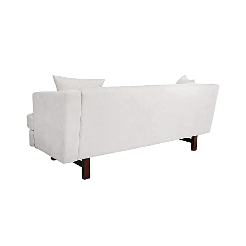 Upholstered Sofa, Mid-Century Modern Couch Tufted Button Loveseat with Soft Cushion and 2 Pillows for Living Room, Bedroom, Office (White)