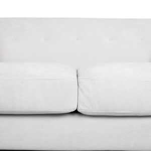 Upholstered Sofa, Mid-Century Modern Couch Tufted Button Loveseat with Soft Cushion and 2 Pillows for Living Room, Bedroom, Office (White)