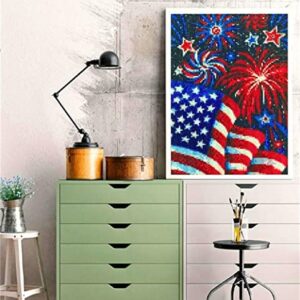 DIY 4 Th of July Diamond Painting Kits For Adults Patriotic,Diamond Art by Number Kit Celebrate American Flag Crystal Embroidery Beginner Arts Full Round Drill Crafts Home Wall Decor Gifts 12X16in