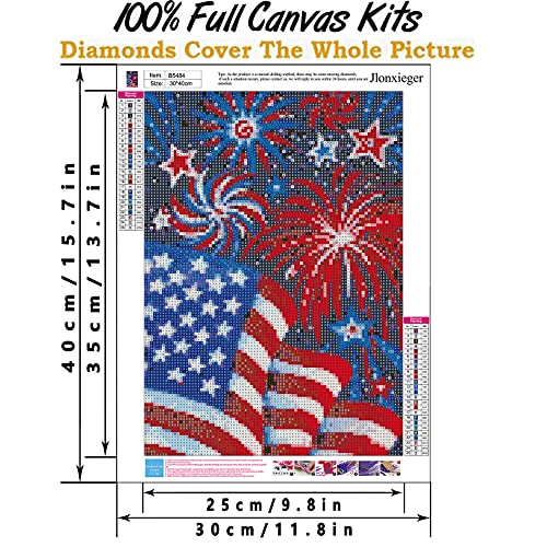 DIY 4 Th of July Diamond Painting Kits For Adults Patriotic,Diamond Art by Number Kit Celebrate American Flag Crystal Embroidery Beginner Arts Full Round Drill Crafts Home Wall Decor Gifts 12X16in