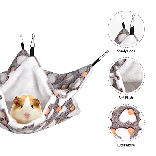 Petmolico 2 Pack Small Animal Hanging Hammocks, Warm Plush Bunkbed Hammock and Hideout Bed for Hamster Gerbil Small Rats Sugar Glider Hedgehog, Coffee Heart