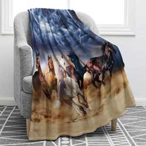 jekeno galloping horse blanket cowgirl cowboy western soft warm print throw blanket for couch bed chair office sofa twin 60"x80"