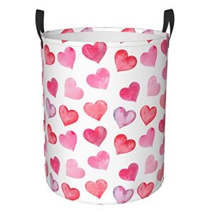 laundry basket,pink watercolor painted hearts,collapsible laundry baskets,clothes hampers for laundry,laundry bin waterproof lining-medium