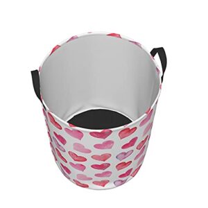 Laundry Basket,Pink Watercolor Painted Hearts,Collapsible Laundry Baskets,Clothes Hampers For Laundry,Laundry Bin Waterproof Lining-Medium