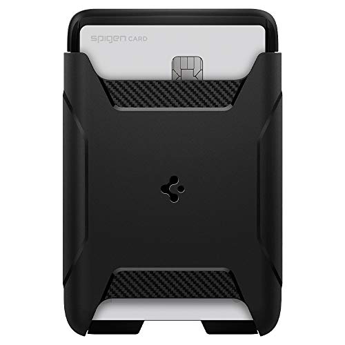 Spigen (MagFit Rugged Armor Magnetic Wallet Card Holder Designed for MagSafe Compatible with iPhone 14, iPhone 13, iPhone 12 Models - Matte Black