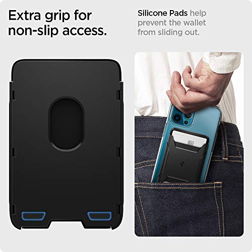 Spigen (MagFit Rugged Armor Magnetic Wallet Card Holder Designed for MagSafe Compatible with iPhone 14, iPhone 13, iPhone 12 Models - Matte Black