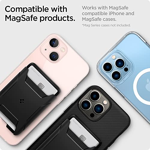 Spigen (MagFit Rugged Armor Magnetic Wallet Card Holder Designed for MagSafe Compatible with iPhone 14, iPhone 13, iPhone 12 Models - Matte Black