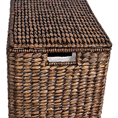 BirdRock Home Oversized Divided Hamper with Liners and Lid - Brown Wash - Handwoven Natural Woven Seagrass Fiber - Organize Clothes Storage - Easy Transport - Extra Large Double Basket - 2 Liners