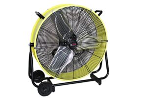 k tool international 77740; 24 inch fan; heavy duty commercial fan, 2 speed motor, ideal air circulator for greenhouse, garage, and patio; rubber wheels for easy mobility, 6,940 max cfm, safety yellow
