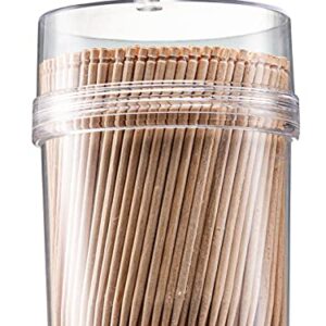 Prestee 2000ct Wooden Toothpicks + Reusable Toothpick Holder Container, Dark Wood - Sturdy Smooth Finish Bamboo Tooth Picks for Teeth, Party Cocktail Picks, Toothpicks for Appetizers, 100% Natural