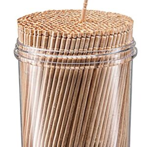 Prestee 2000ct Wooden Toothpicks + Reusable Toothpick Holder Container, Dark Wood - Sturdy Smooth Finish Bamboo Tooth Picks for Teeth, Party Cocktail Picks, Toothpicks for Appetizers, 100% Natural