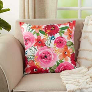 SARO LIFESTYLE Sara B Collection Santa Monica Floral Throw Pillow With Poly Filling, 18", Multi