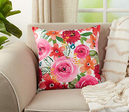 SARO LIFESTYLE Sara B Collection Santa Monica Floral Throw Pillow With Poly Filling, 18", Multi