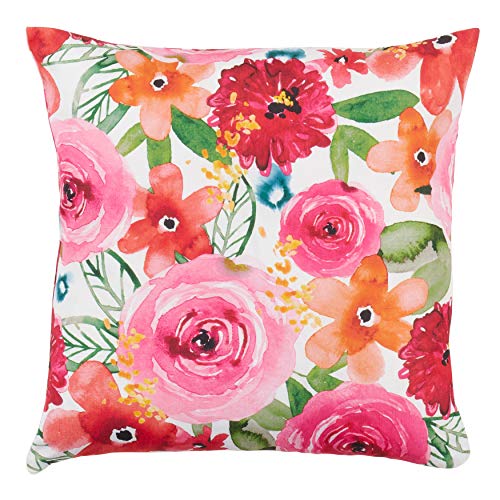 SARO LIFESTYLE Sara B Collection Santa Monica Floral Throw Pillow With Poly Filling, 18", Multi