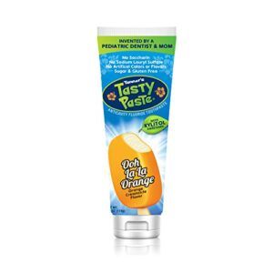 tanner's tasty paste ooh la la orange - anticavity fluoride children’s toothpaste/great tasting, safe, and effective vanilla flavored toothpaste for kids (4.2 oz.)