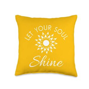 soul shine co let your soul shine good sunshine vibes inspiring quotes throw pillow, 16x16, multicolor