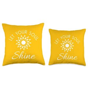 Soul Shine Co Let Your Soul Shine Good Sunshine Vibes Inspiring Quotes Throw Pillow, 16x16, Multicolor