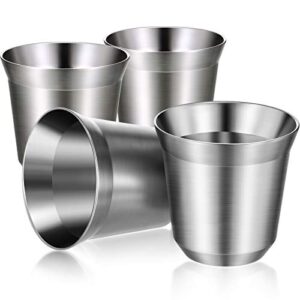 4 pieces stainless steel espresso cups 2.7 oz 80 ml double wall insulated cups heat resistant espresso coffee cups unbreakable stemless tumbler small cup for indoor or outdoor events picnics party