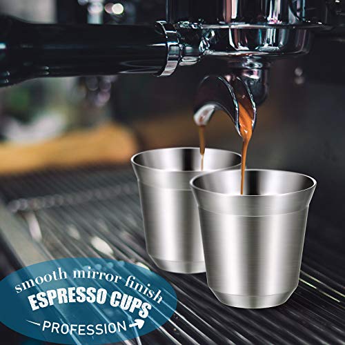 4 Pieces Stainless Steel Espresso Cups 2.7 oz 80 ml Double Wall Insulated Cups Heat Resistant Espresso Coffee Cups Unbreakable Stemless Tumbler Small Cup for Indoor or Outdoor Events Picnics Party