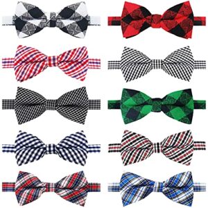 dog bow ties, 10pcs koolmox dog bowties, dog neck ties with adjustable dog bow tie collar, plaid puppy bow tie for small medium boy girl dogs cats pet summer gifts holiday costume grooming accessories