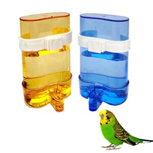 parakeet water dispenser, automatic water drink no spill clear container cockatiel cage accessories automatic feeding for budgies,finch and other bird 2pcs