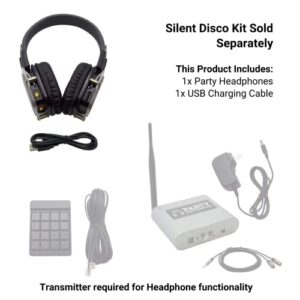Silent Disco Headphones | 3 Channel Foldable Design with Light Up Features | Personal Volume Control & Memory Foam Ear Pads | Rechargeable | RF Frequency | Transmitter Not Included