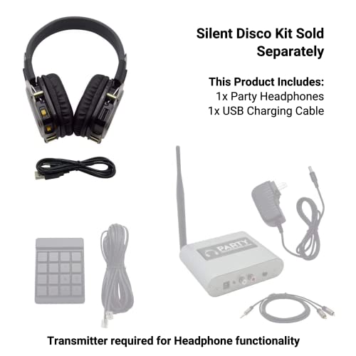 Silent Disco Headphones | 3 Channel Foldable Design with Light Up Features | Personal Volume Control & Memory Foam Ear Pads | Rechargeable | RF Frequency | Transmitter Not Included